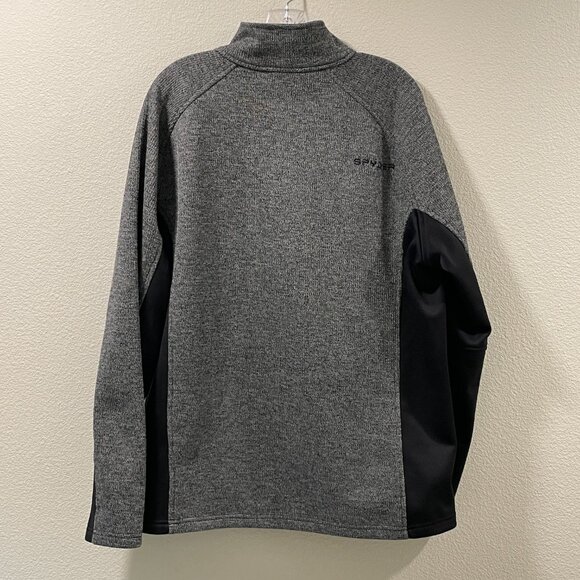SPYDER (Men's) "Outbound" 1/2 Zip Jersey/Fleece Pullover, Black/Gray Tweed - XL - Picture 2 of 13